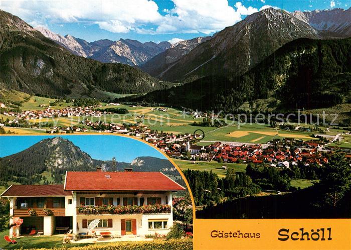 Hindelang Gaestehaus Schoell Gesamtansicht mit Alpenpanorama