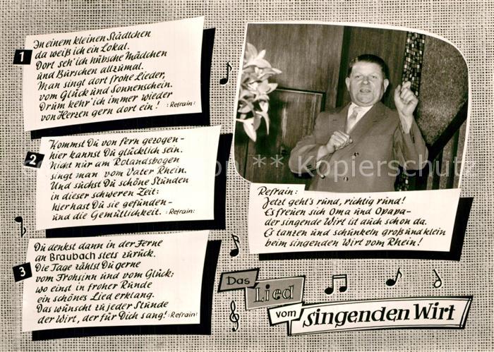 Braubach Rhein Gaststaette Zum singenden Wirt Lied