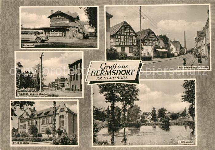 Hermsdorf Thueringen Bahnhof Friedrich Engels Strasse Friedensschule Teich
