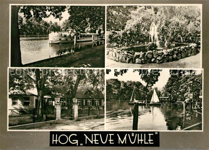 Bestensee HOG Neue Muehle Fahrgastschiff Brunnen Handabzug