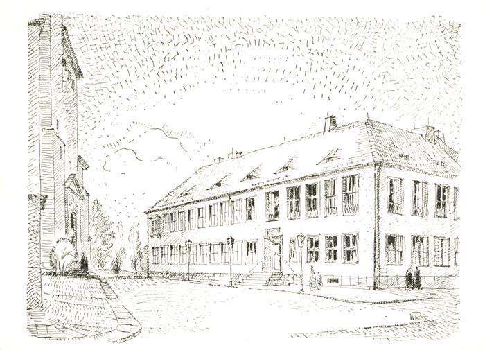 Bischofswerda Kirchgemeindehaus Zeichnung Kuenstlerkarte