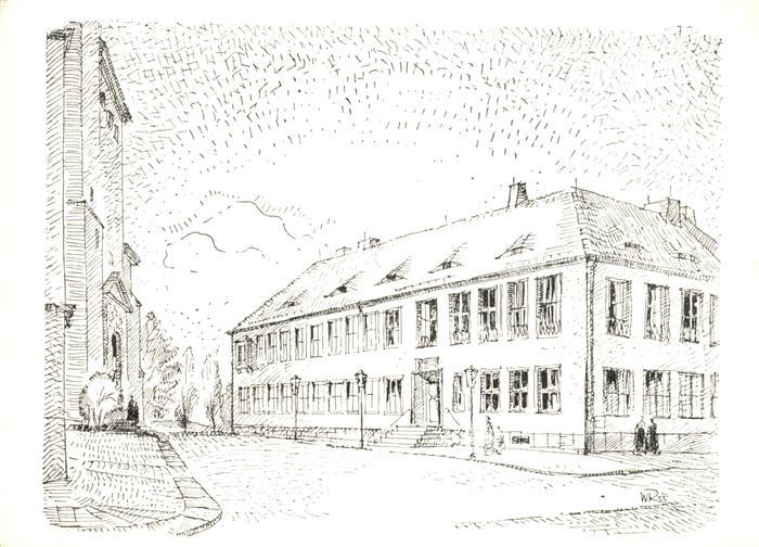 Bischofswerda Kirchgemeindehaus Zeichnung Kuenstlerkarte