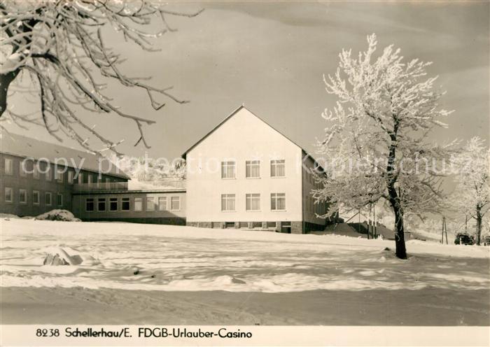 Schellerhau FDGB Urlauber Casino Winterlandschaft Erzgebirge Handabzug