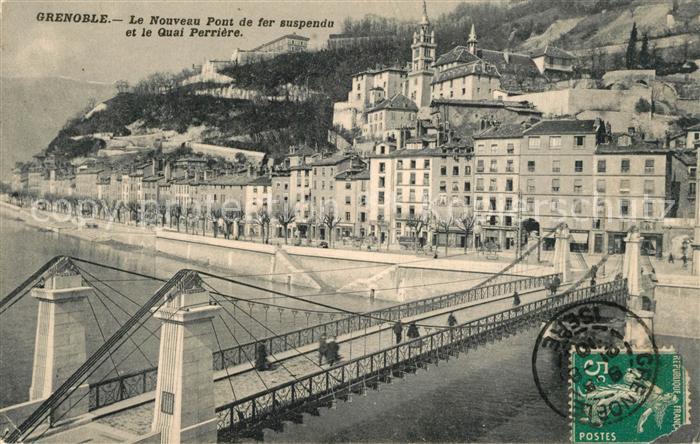 Grenoble Le Nouveau Pont de fer suspendu et le Quai Perriere