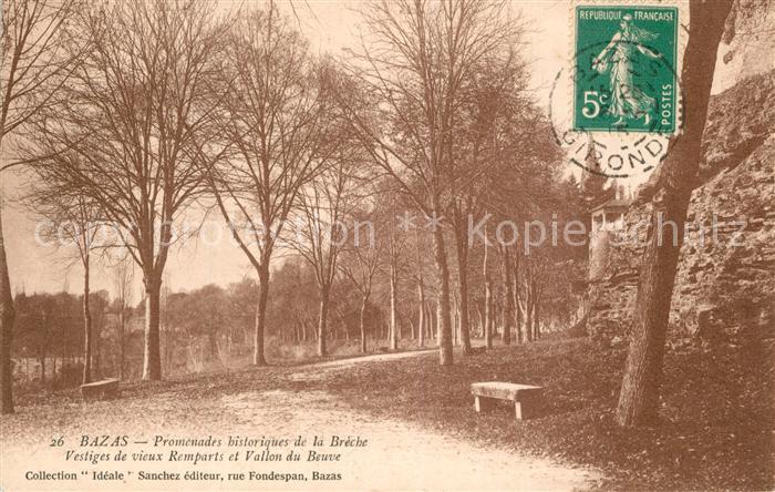 Bazas Promenades historiques de la Breche Vestiges de vieux Remparts et Vallon d