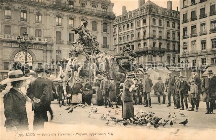Lyon France Place des Terreaux Pigeons apprivoises