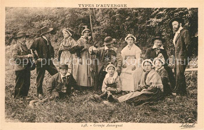 Auvergne Region Groupe Auvergnat Types Costumes Trachten