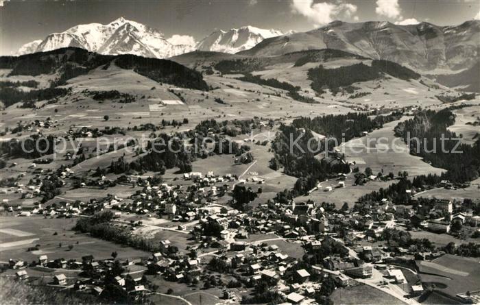 Megeve Vue Generale avec le Mont Blanc Alpes