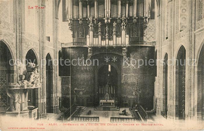 Albi Tarn Intérieur de l'Eglise Sainte Cecile Orgues et Maitre Autel