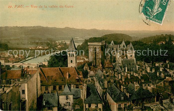 Pau 64 Vue de la Vallee du Gave la ville Eglise Chateau