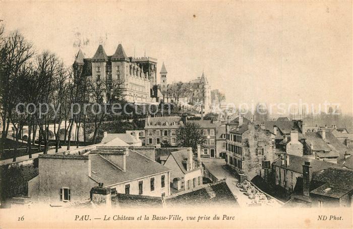 Pau 64 Chateau Basse Ville vue prise du parc