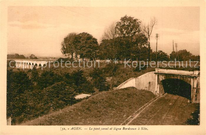 Agen Lot et Garonne Pont Canal Ligne Bordeaux a Sète Chemin de fer
