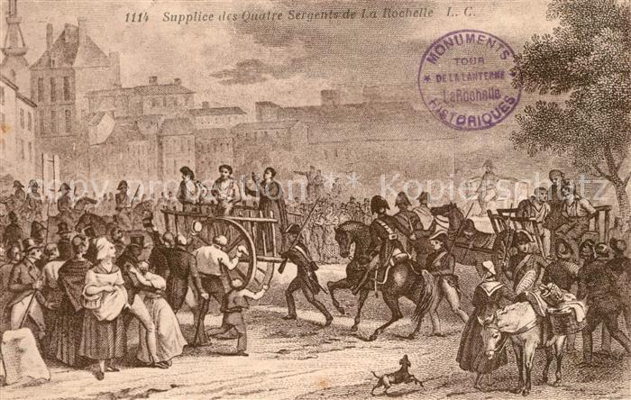 La Rochelle Charente-Maritime Supplice des Quatre Sergents de la Rochelle Dessin