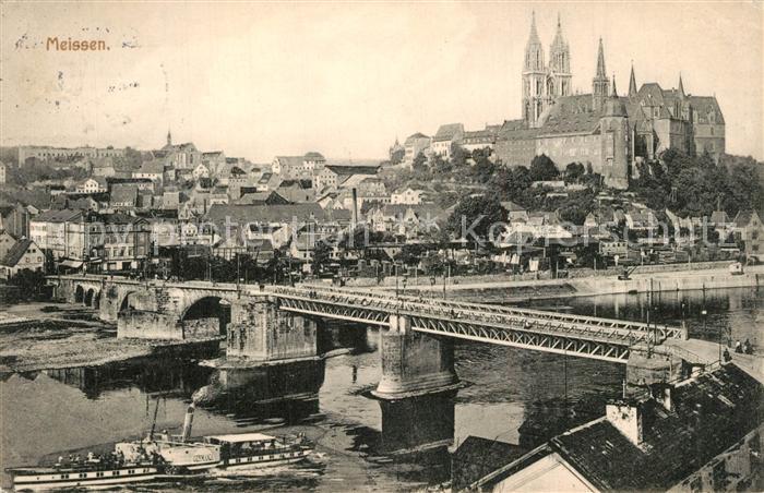 Meissen Elbe Sachsen Schloss Bruecke Panorama
