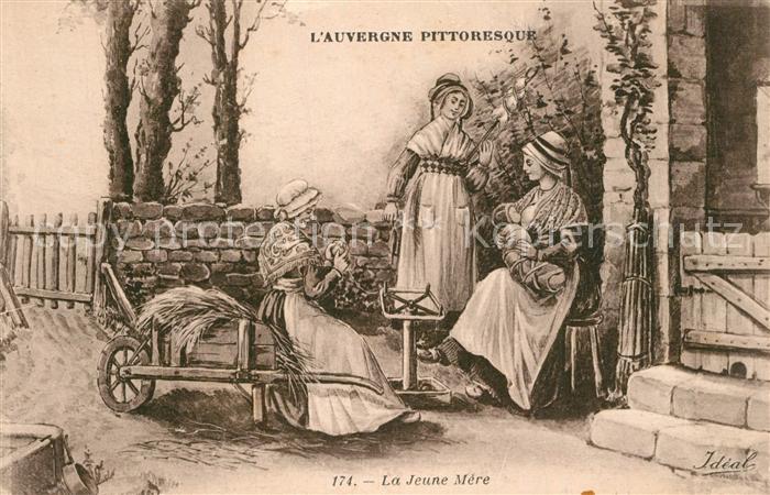 Auvergne Region La Jeune Mere Kuenstlerkarte