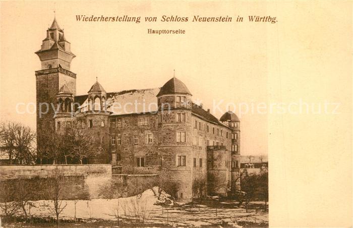 Neuenstein Wuerttemberg Wiederherstellung Schloss Haupttorseite