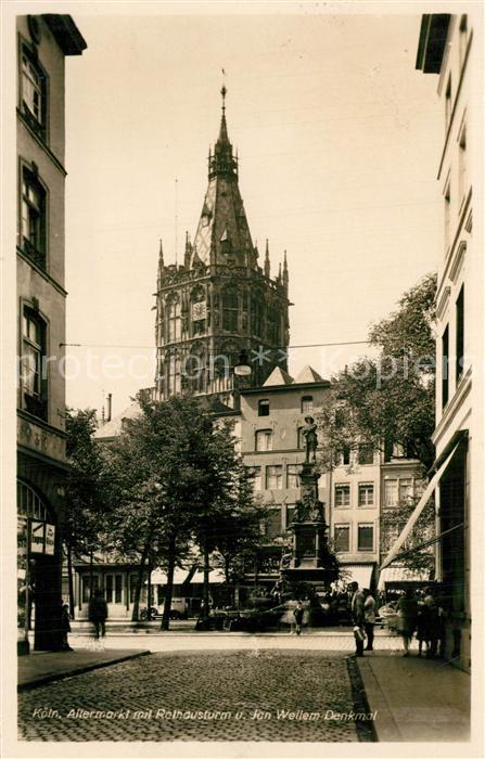 Koeln Rhein Alter Markt Rathausturm Jan Wellem Denkmal