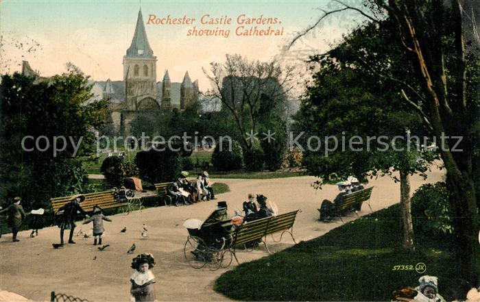 Rochester UK Rochester Castle Gardens showing Cathedral