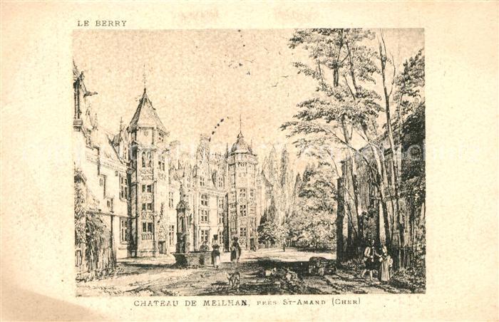 Saint-Amand-Montrond Chateau de Meilhan Dessin Kuenstlerkarte