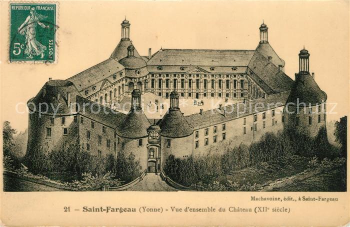 Saint-Fargeau Yonne Chateau XIIe siècle Schloss Dessin Kuenstlerkarte