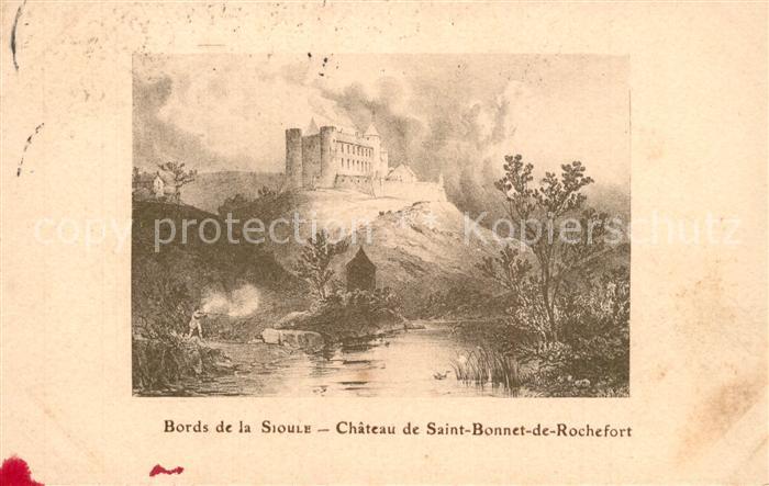 Saint-Bonnet-de-Rochefort Chateau Bords de la Sioule Schloss Kuenstlerkarte