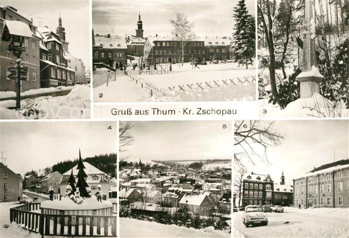 Thum Erzgebirge Markt Ratskeller PdF Postmeilensaeule Erzgebirgische Spieldose P