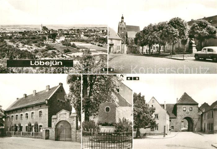 Loebejuen Saalekreis Panorama Karl Loewe Denkmal mit Kirche Hospital St Cyriaci