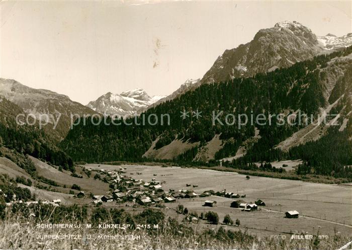 Schoppernau Vorarlberg mit Kuenzelspitze Juppenspitze und Mohnenfluh