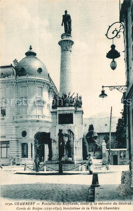 Chambery Savoie Fontaine des Elephants elevee a la memoire du General