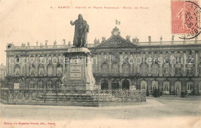 Nancy Lothringen Statue et Place Stanislas Hotel de Ville