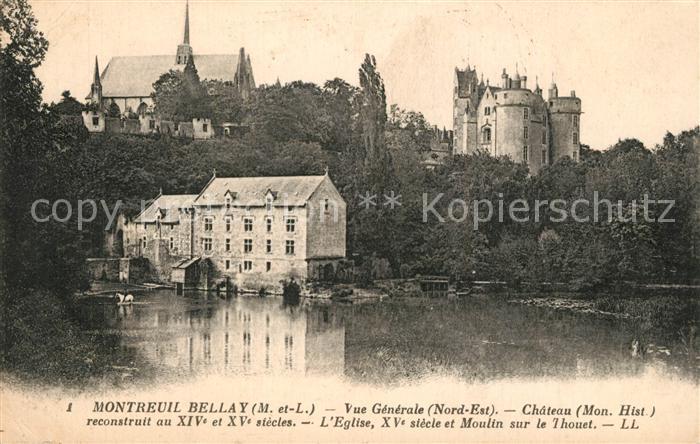 Montreuil-sur-Maine Vue generale Chateau et Moulin sur le T