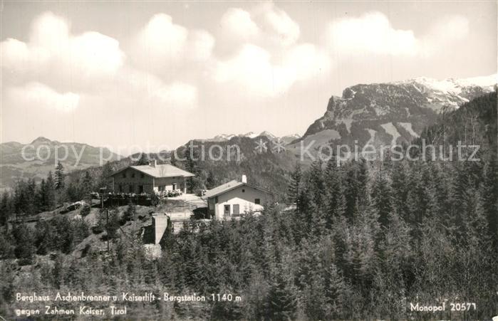Kufstein Tirol Berghaus Aschenbrenner und Kaiserlift Bergstation mit Zahmen Kais