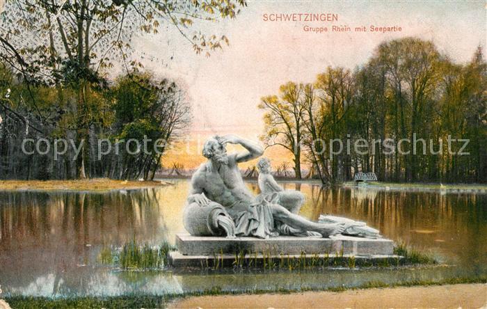 Schwetzingen Gruppe Rhein mit Seepartie