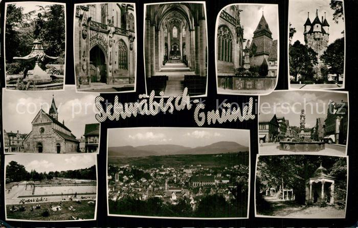 Schwaebisch Gmuend Geigerbrunnen Muensterportel Heilig Kreuz Muenster Loewenbrun