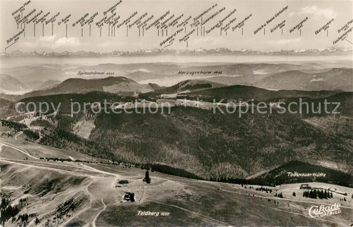 Feldberg Schwarzwald Fliegeraufnahme mit Todtnauer Huette und Herzogenhorn