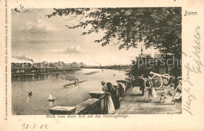 Bonn Rhein Blick vom alten Zoll auf das Siebengebirge