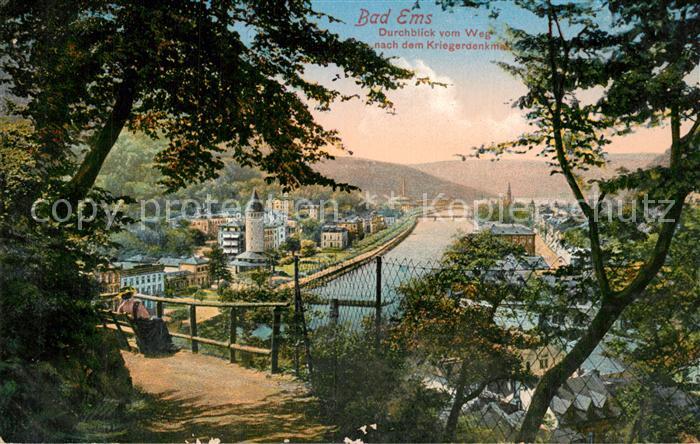 Bad Ems Blick zum Kriegerdenkmal