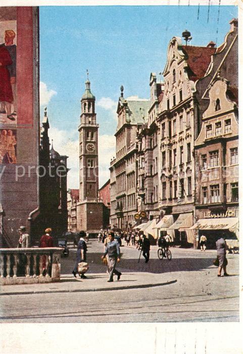 Augsburg Maximilianstrasse mit Rathaus und Perlachturm