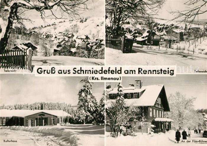 Schmiedefeld Rennsteig Teilansichten Kulturhaus An der Film Buehne