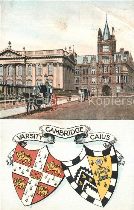 Cambridge Cambridgeshire Gebaeude Pferdedroschke Wappen Varsity Caius