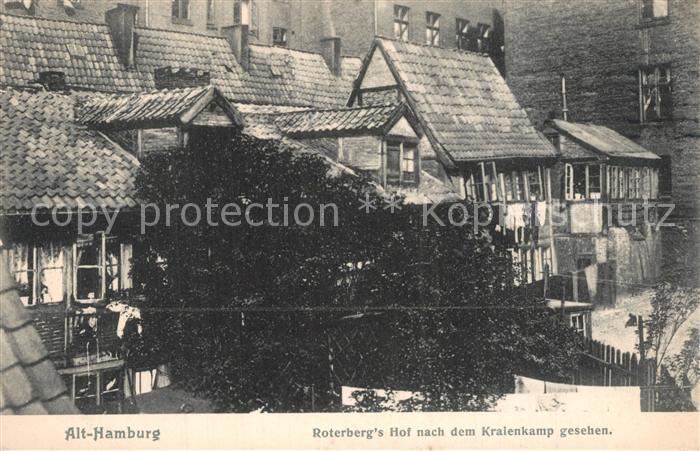 Alt Hamburg Roterberg's Hof nach dem Kraienkamp gesehen