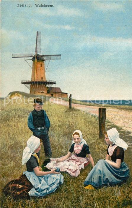 Walcheren Kinder Trachten Windmuehle Photochromie Serie 165 Nr 2965