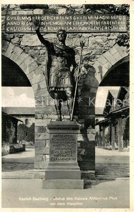 Kastell Saalburg Statue des Kaisers Antonius Pius vor dem Haupttor