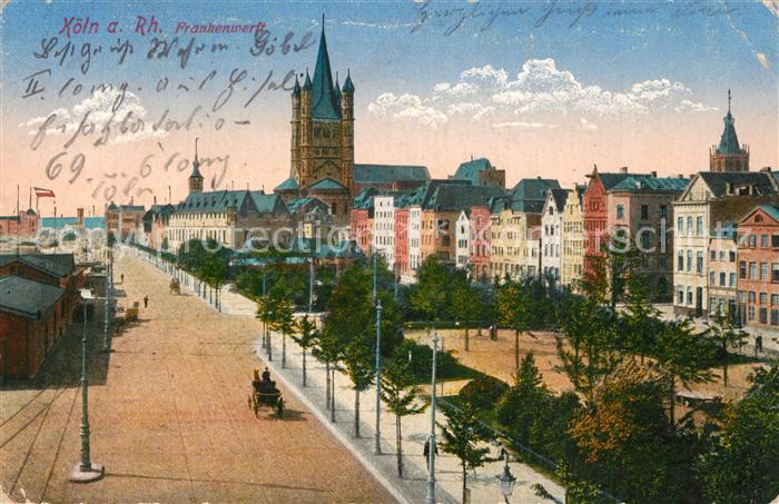 Koeln Rhein Frankenwerft Promenade Kirche Stempel