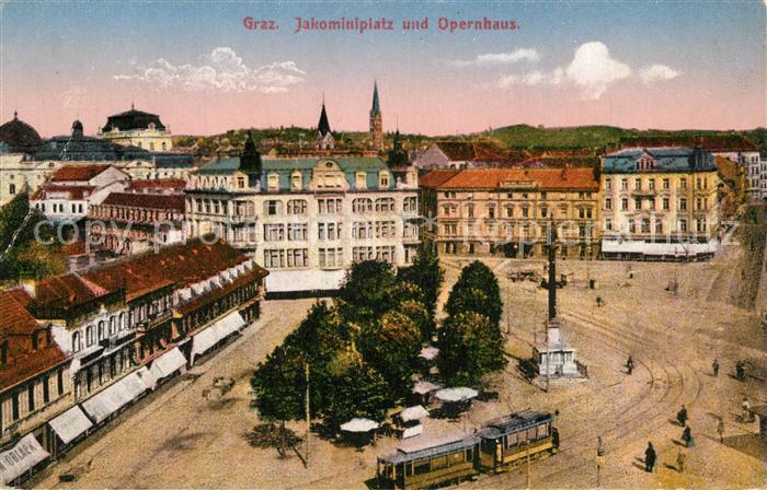 Graz Steiermark Jakominiplatz und Opernhaus Strassenbahn