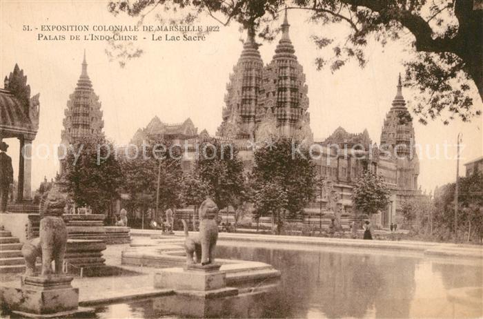 Exposition Coloniale Marseille 1922  Palais de l'Indo-Chine Lac Sacre