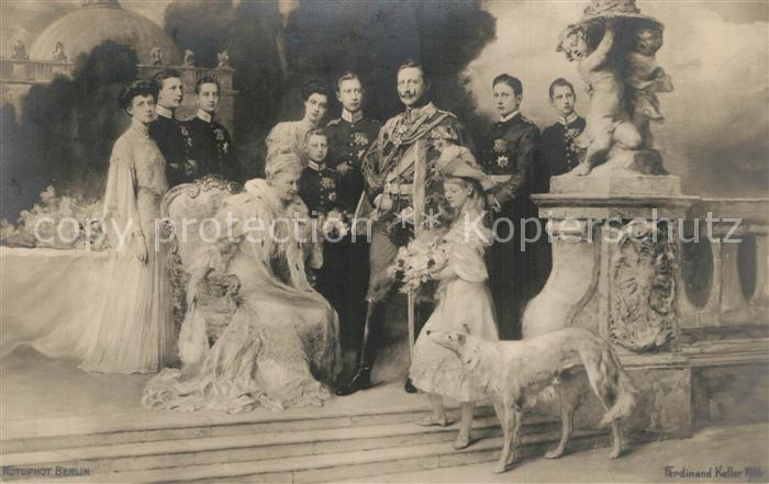 Wilhelm II Kaiserin Auguste Viktoria Familie K?nstlerkarte Ferdinand Keller