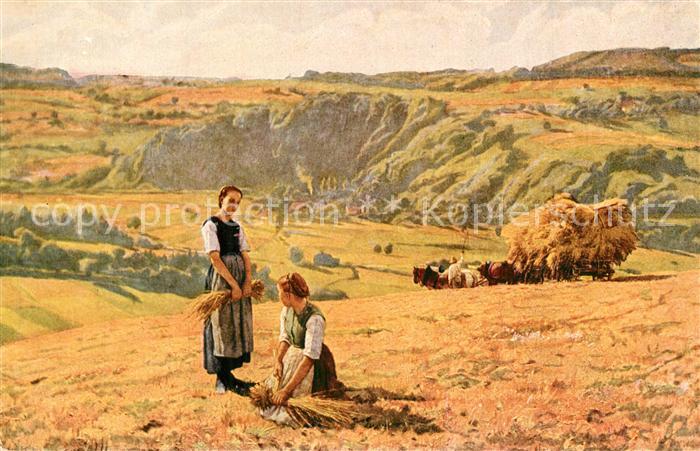 Kuenstlerkarte Volkskunstverlag E. Burnand Die ?hrenleserinnen Nr. 301