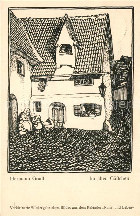 Kuenstlerkarte Hermann Gradl Im alten G?sschen