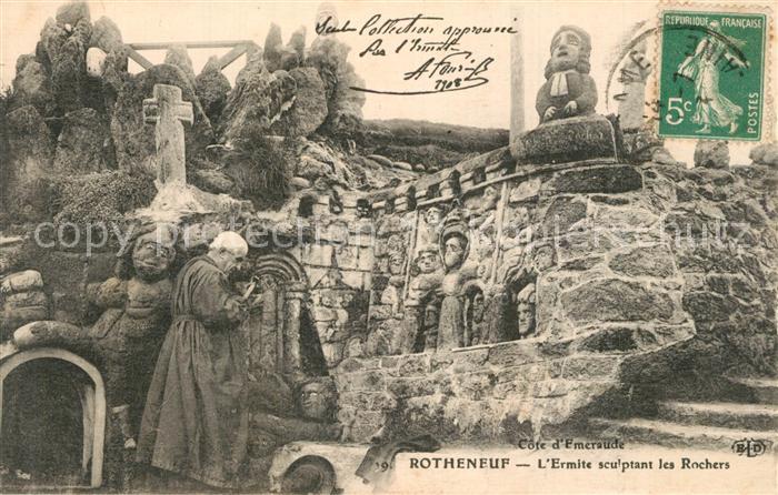 Rotheneuf Ermite sculptant les Rochers